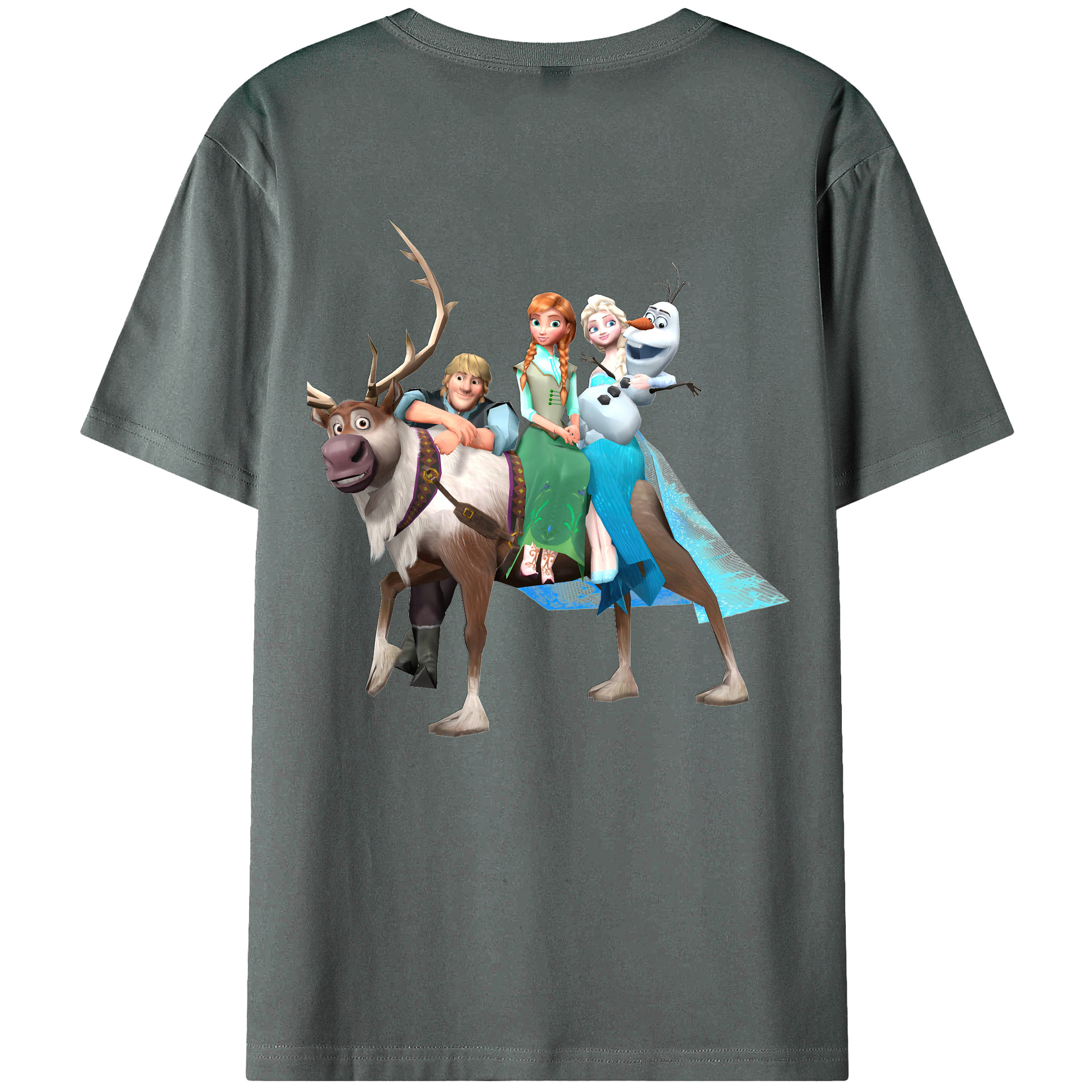 （画像用） アナと雪の女王 アンナ エルサ Frozen Anna Elsa 綿100％ メンズ半袖Tシャツ（バックプリント） 通気性